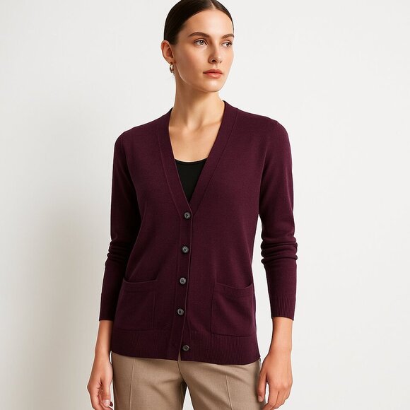 Banana Republic 100% Merino Wool Boyfriend Cardigan – burgundy XS - Picture 2 of 8